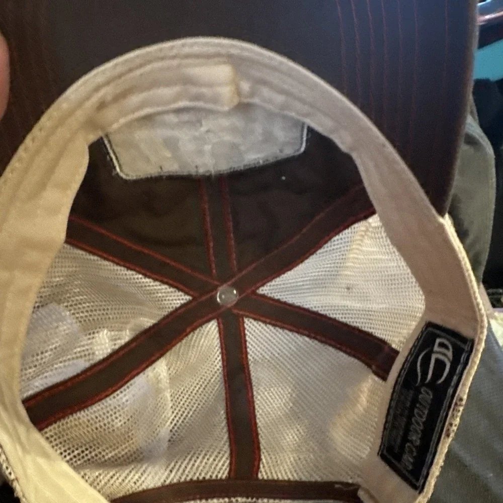 Outdoor Cap Brand Trucker Hat Buck w/ Tribal Background Brown,Cream Color Deer